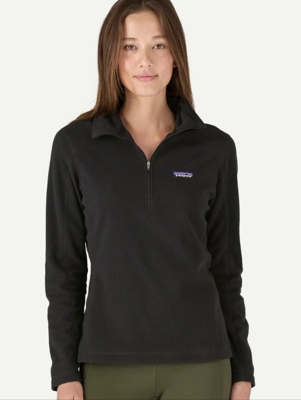 Patagonia Women's Micro D 1/4 Zip Fleece Sweatshirt Pullover Black Large